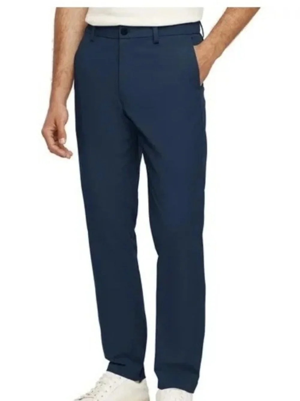 NWOT Banana Republic Commuter Tech Pants Men's 38x34 Navy Blue Flat Front